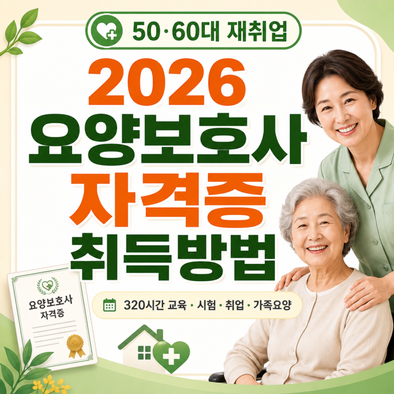 2026 요양보호사 자격증 취득방법｜50대·60대 재취업, 320시간 교육·시험·취업·가족요양 총정....