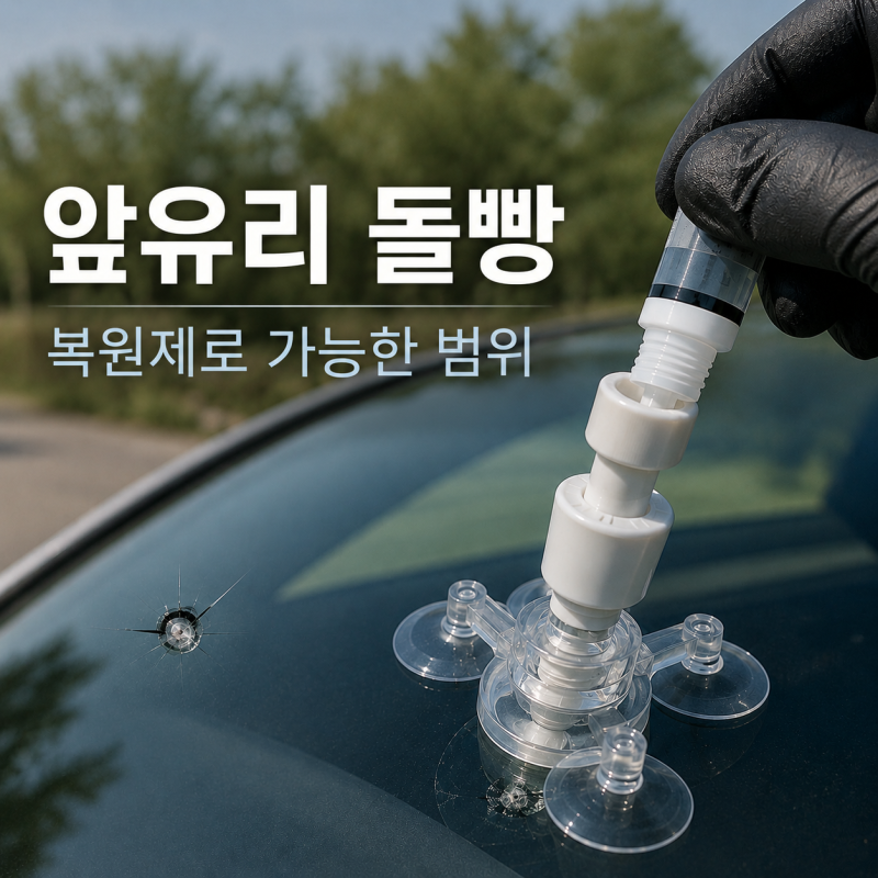 자동차 앞유리 돌빵 셀프복원, 유리복원키트 가능한 크기와 사용방법