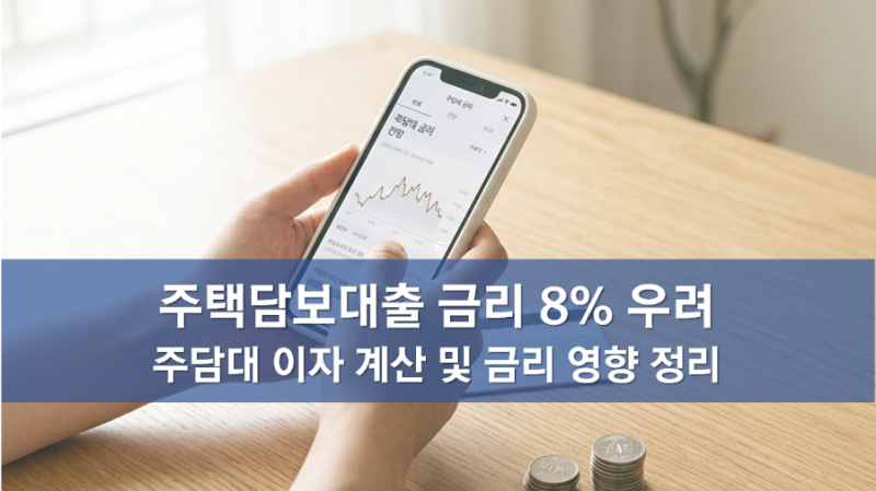 주담대 금리 8% 우려, 4억 주담대 이자 계산, 이자계산기, 주택담보대출 금리 8% 시대 현실성 ....