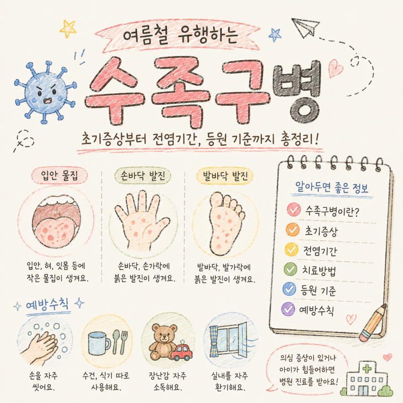 수족구병 초기증상부터 전염기간 어린이집 등원 기준까지