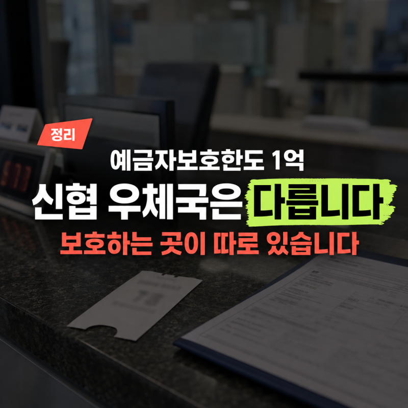 예금자보호한도 1억인 줄 알았는데, 신협 우체국이 다른 이유