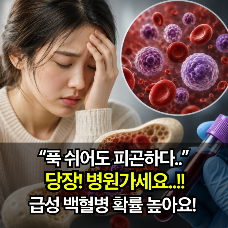 "푹 쉬어도 피곤하다면.." 지속되면 위험! 급성 골수성 백혈병 초기증상 확률 높아요!