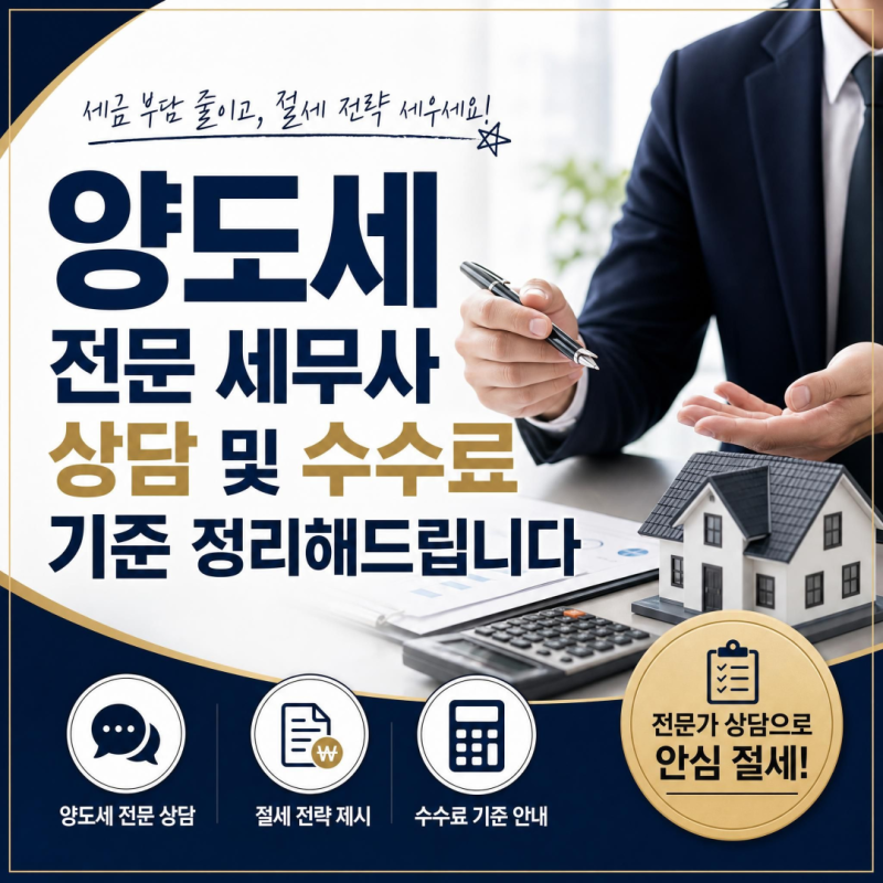 양도세 전문 세무사 상담 및 수수료 기준 정리해드립니다