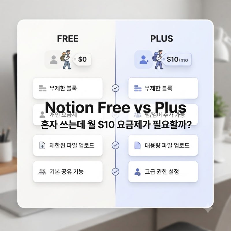 노션 무료와 Plus 차이, 혼자 쓰는데 월 10달러를 낼 필요 있을까?