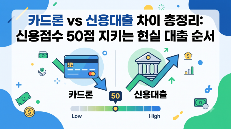 "카드론 vs 신용대출 차이 총정리: 신용점수 50점 지키는 현실 대출 순서"