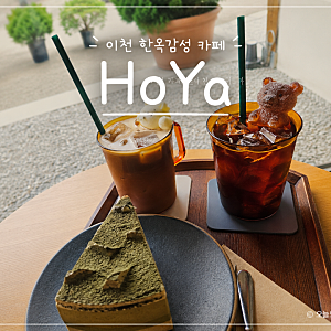 이천 카페 호야, 고양이가 많은 한옥카페 이천쌀라떼와 흑임자쑥케이크