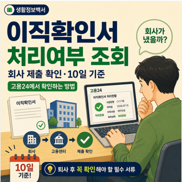 2026 이직확인서 처리여부 조회｜회사 미제출·10일 기준·고용24 확인방법