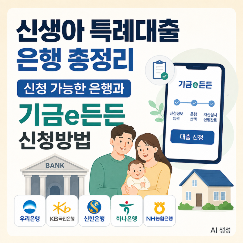 신생아 특례대출 은행｜신청 가능한 은행과 기금e든든 신청방법