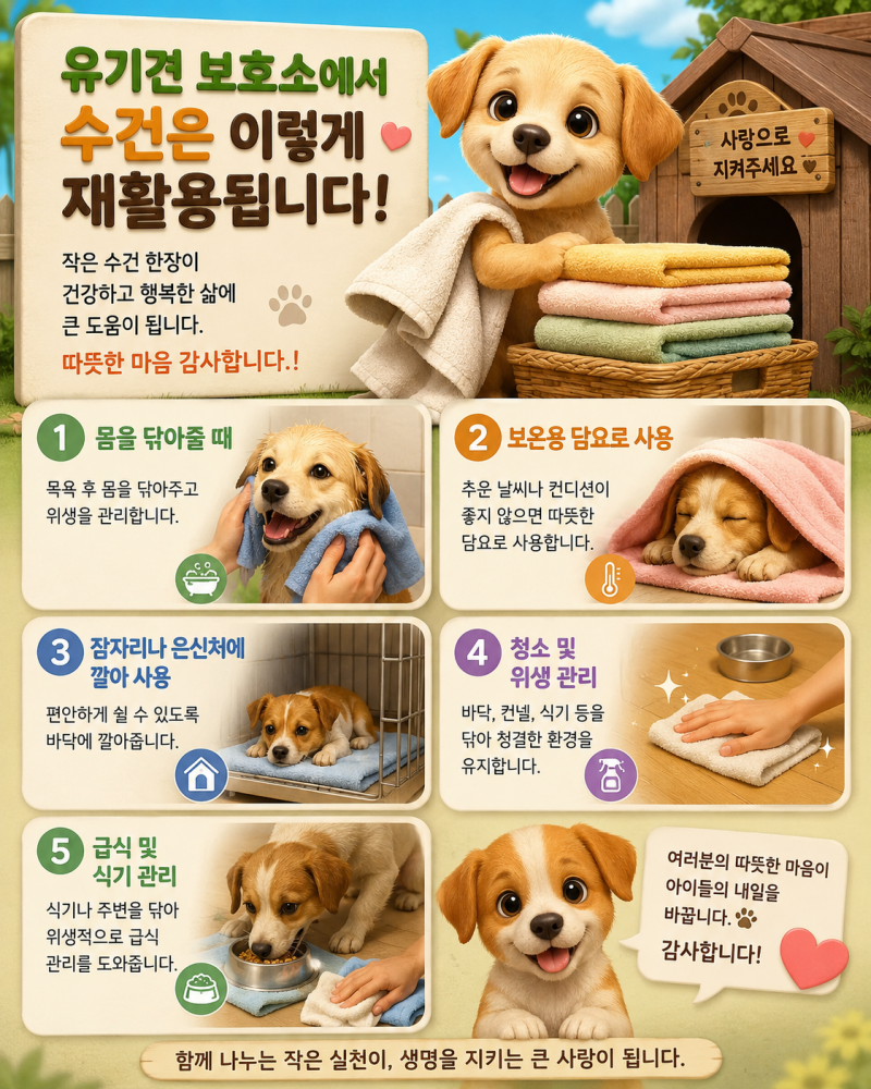 유기견 보호소 수건 기부