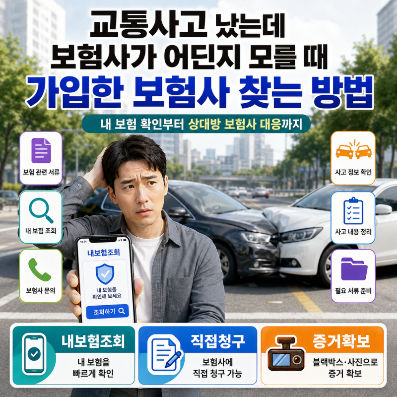 교통사고 났는데 보험사가 어딘지 모를 때 찾는 방법
