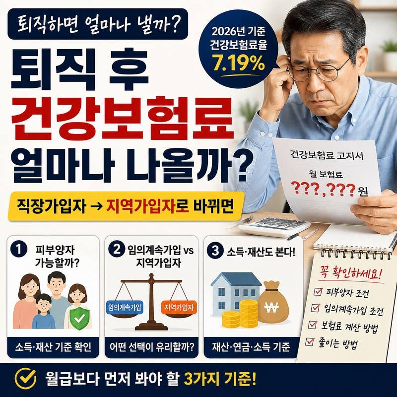 퇴직 후 건강보험료 얼마나 나올까｜월급보다 먼저 봐야 할 3가지 기준