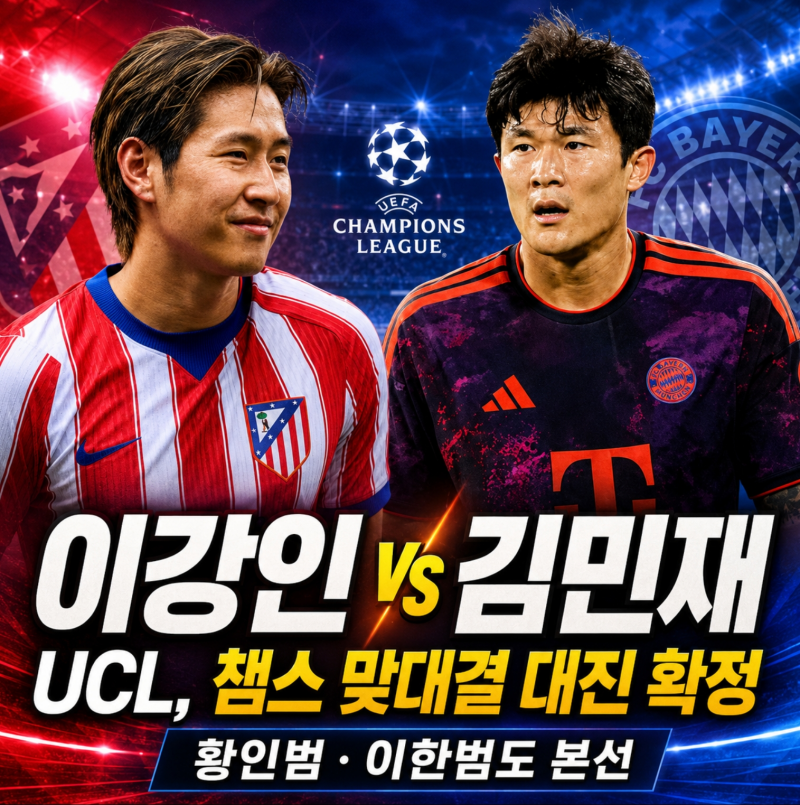 이강인 vs 김민재 챔피언스리그 맞대결 확정, 코리안리거 항인범 이한범까지 UCL 대진 총정리