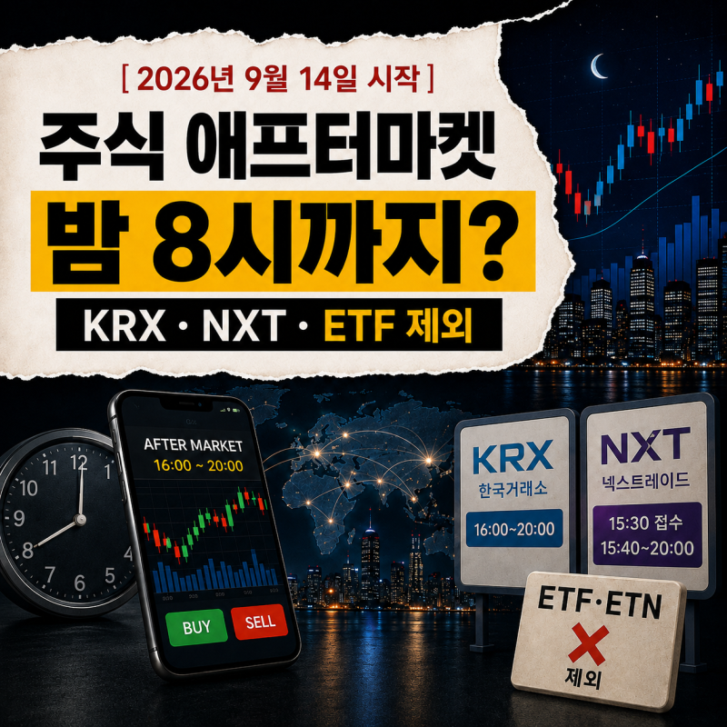 한국거래소 애프터마켓 9월 14일 시작, 주식 거래시간 밤 8시까지 NXT·ETF 차이는?
