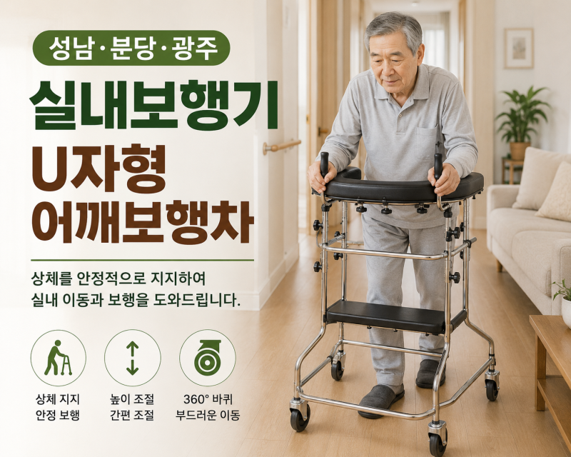 성남·분당·광주 실내보행기, 걷기 힘든 어르신 U자형 어깨보행차·보조워커 알아보기