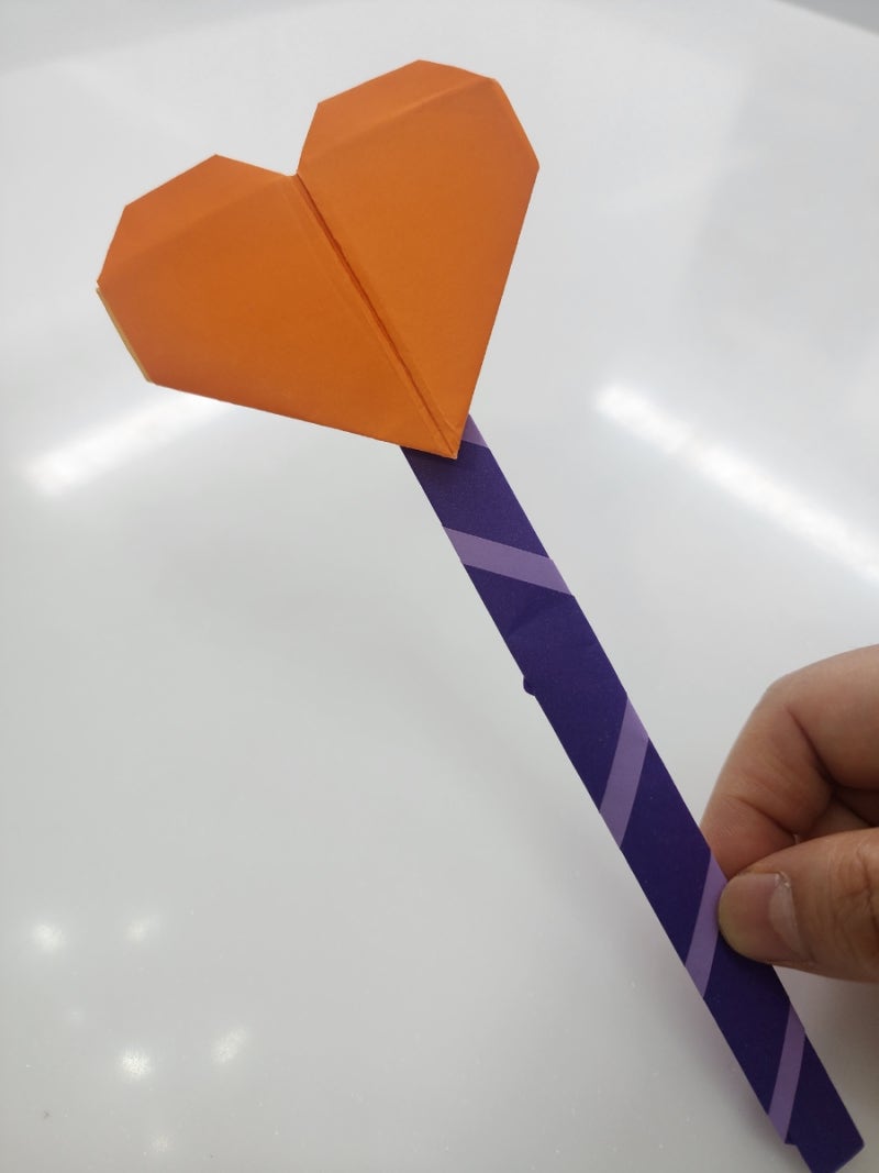 하트지팡이접기(색종이접기)하트막대기접기/요술지팡이접기