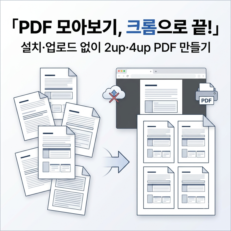 [PDF 팁] 프로그램 설치 없이 크롬(Chrome)으로 PDF 여러 페이지 한 장에 모아 모아 보기 (N-up 변환....