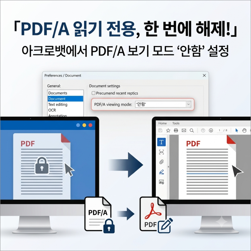 [PDF/A 해제] 어도비 아크로뱃 PDF/A 보기 모드 해제하여 편집 제한 없애기