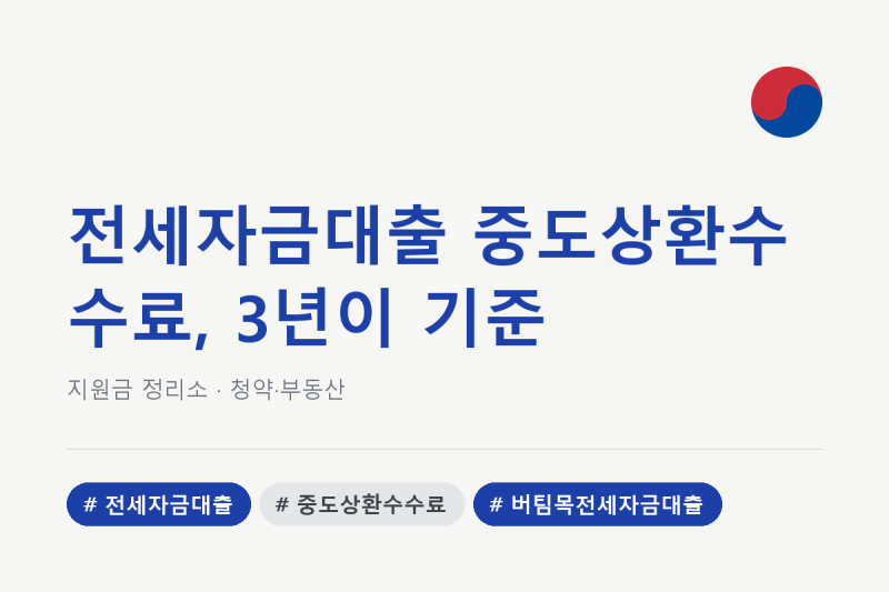 전세자금대출 중도상환수수료, 3년이 기준