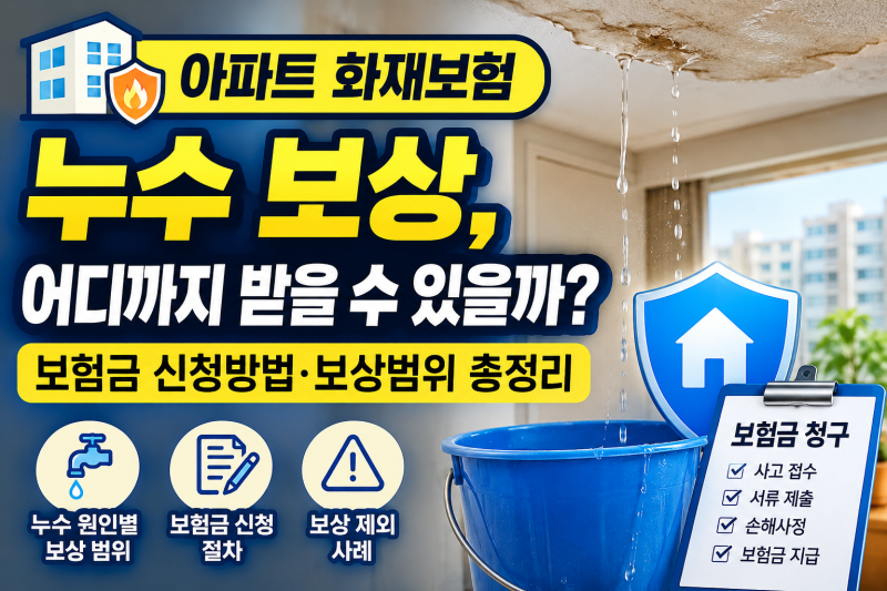 아파트 화재보험 누수 보상 제대로 알아보기, 보험금 신청방법·보상범위 총정리 7가지