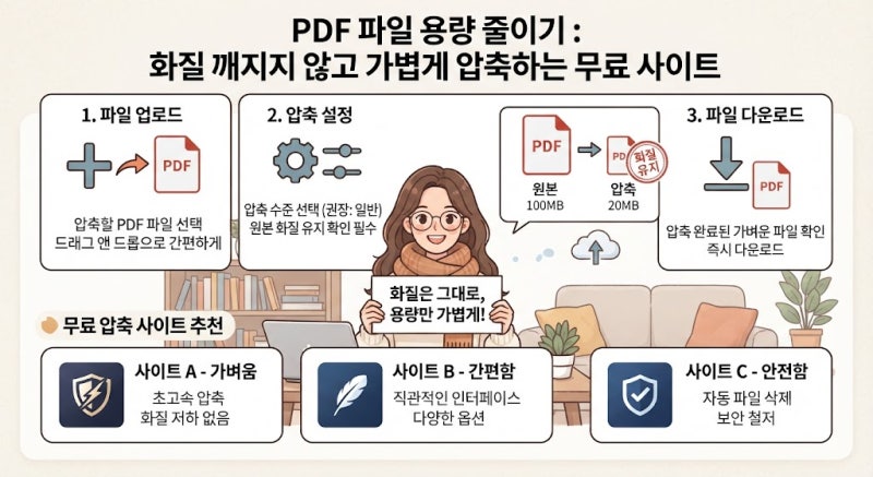 PDF 파일 용량 줄이기. 화질 깨지지 않고 가볍게 압축하는 무료 사이트