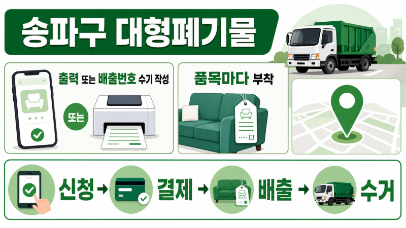 송파구 대형폐기물 스티커 꼭 출력해야 할까? 배출번호 수기 작성부터 수거까지