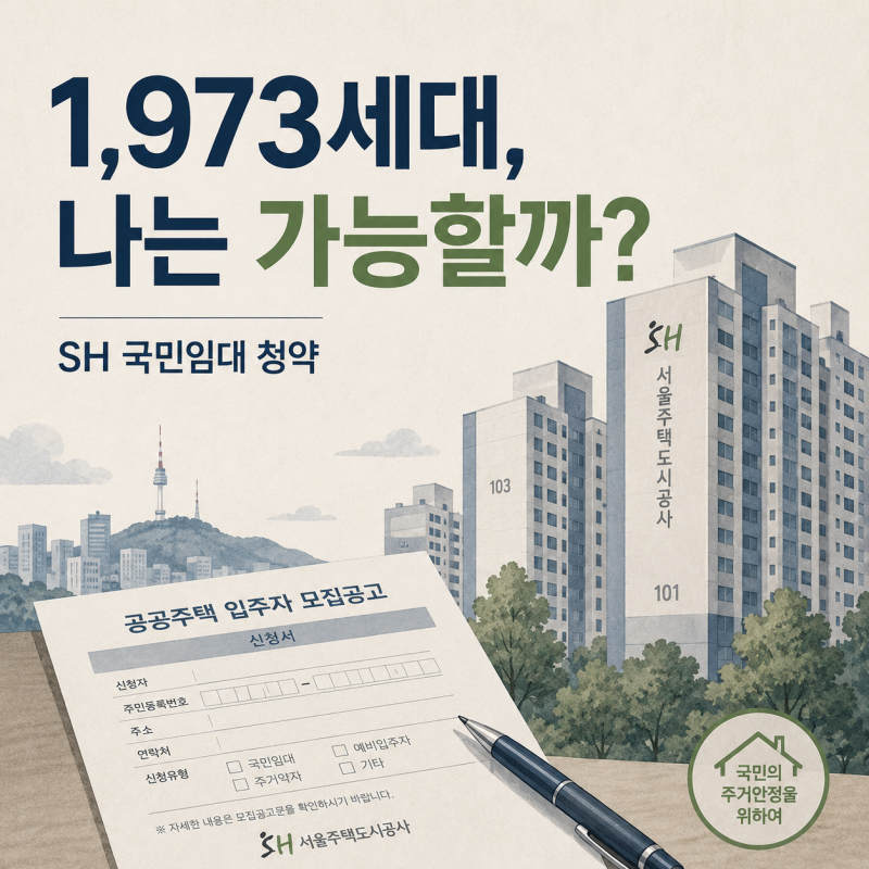 SH 국민임대주택 1973세대 신청 가능할까? 소득·청약통장·세곡·강일·마곡 비교