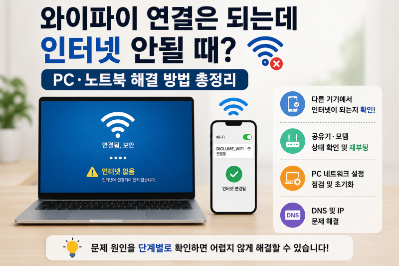 와이파이 연결은 되는데 인터넷 안될 때 PC ·노트북 해결 방법 총정리