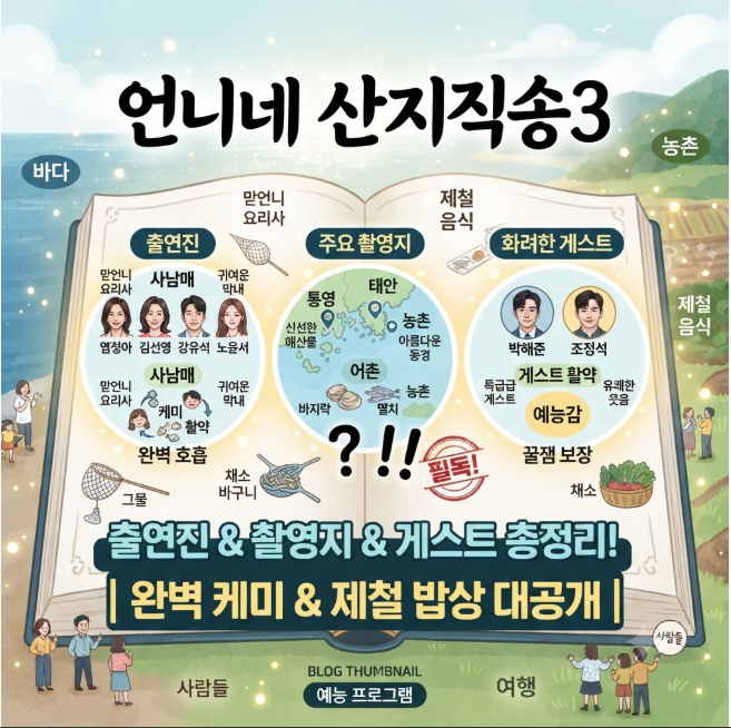 언니네 산지직송3 출연진 촬영지 게스트 총정리