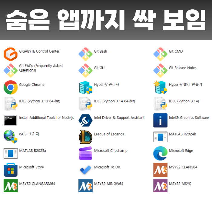 제어판만 봤다면 반만 본 겁니다...윈도우 숨은 앱까지 확인하는 방법