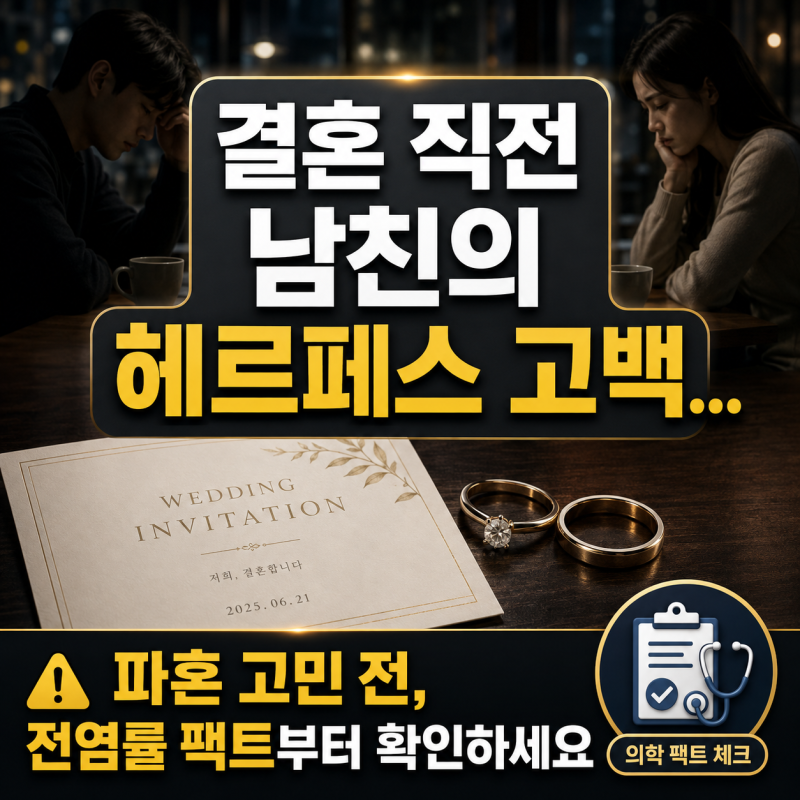 “결혼 앞두고 헤르페스 2형 고백…” 파혼 도장 찍기 전 무조건 확인해야 할 3가지