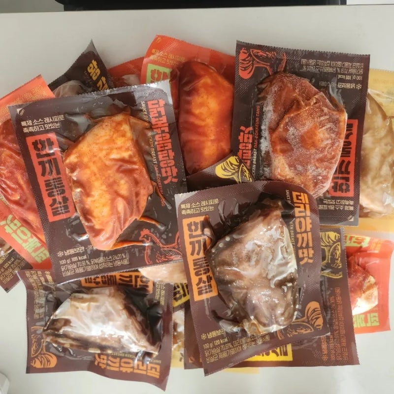 다이어트 식단 탑티어 한끼통살 닭가슴살 맛 5종 리뷰(떡볶이맛/데리야끼맛/닭볶음탕맛/왕갈....