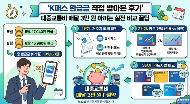 K패스 환급금 직접 받아본 후기: 대중교통비 매달 3만 원 아끼는 실전 비교 꿀팁