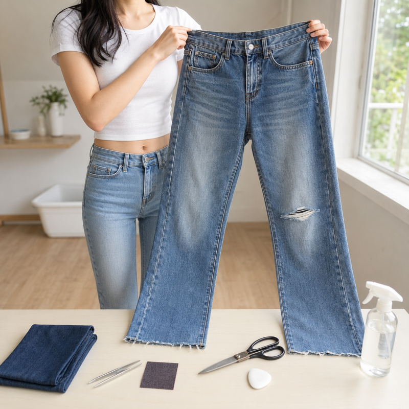 청바지 찢는법 늘리는법 물빼는법 밑단워싱까지 총정리