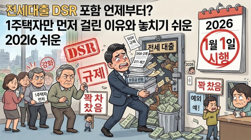 전세대출 DSR 포함 언제부터? 1주택자만 먼저 걸린 이유와 놓치기 쉬운 예외 2026