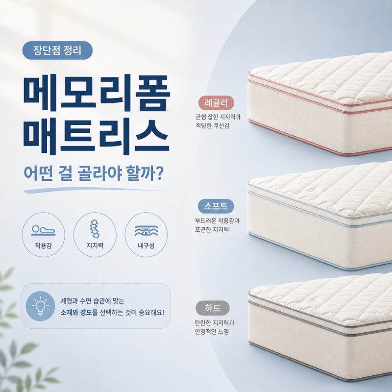 메모리폼매트리스 어떤 걸 골라야 할까? 장단점 정리