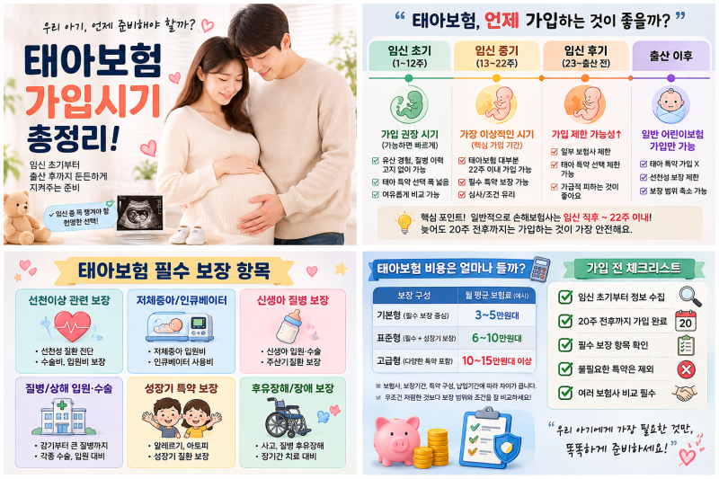2026 태아보험 가입시기 총정리｜몇 주에 가입해야 할까? 비용과 필수 특약까지