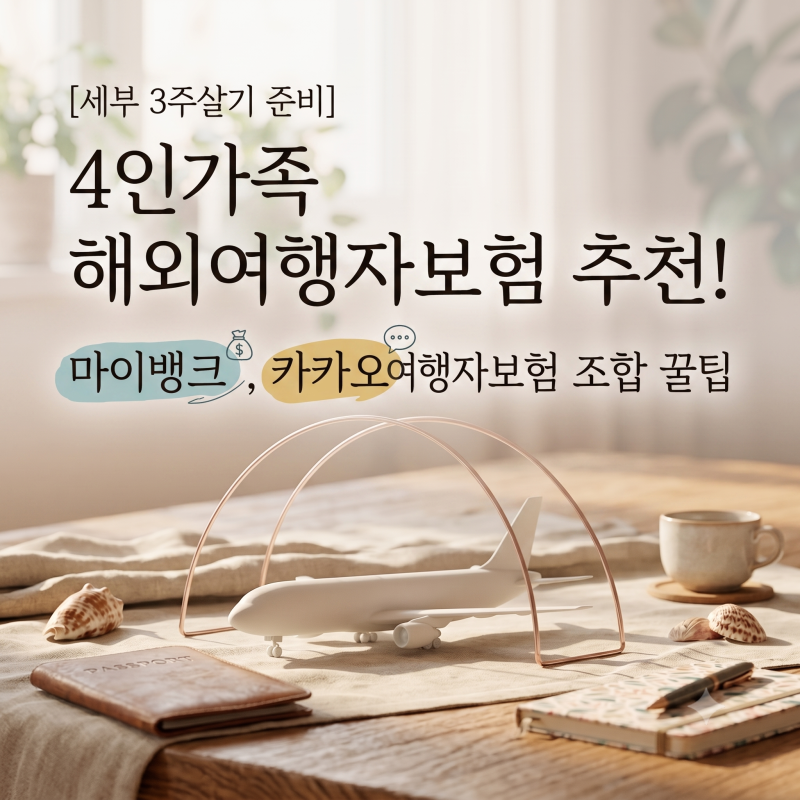 [세부 3주살기 준비] 4인가족 해외여행자보험 추천! 마이뱅크 카카오 여행자보험 조합 꿀팁 ....