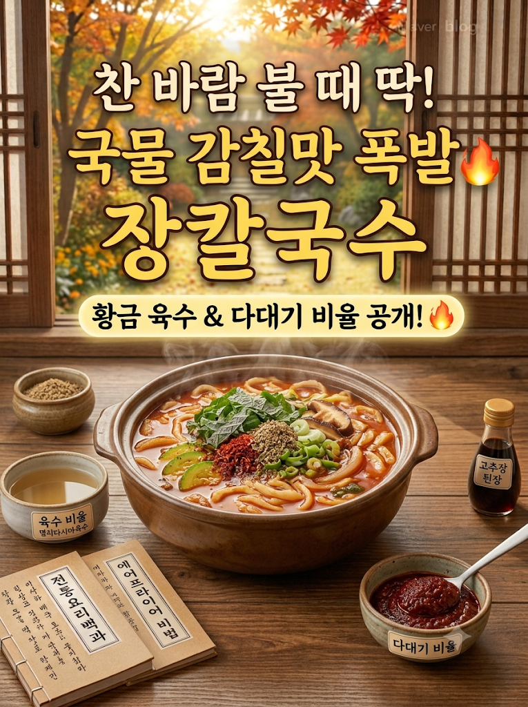 찬 바람 불 때 생각나는 칼칼한 장칼국수 국물 비율과 다대기 비율