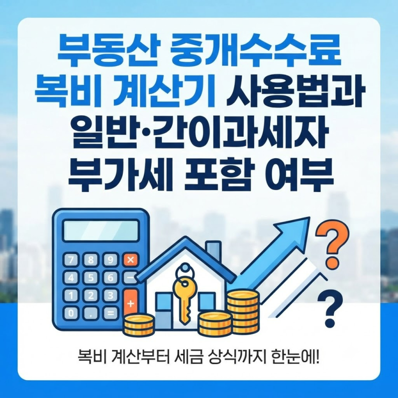 부동산 중개수수료 복비 계산기 사용법과 일반·간이과세자 부가세 포함 여부