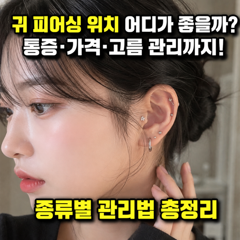 귀 피어싱 종류 위치 부위별 통증 가격 고름 관리법