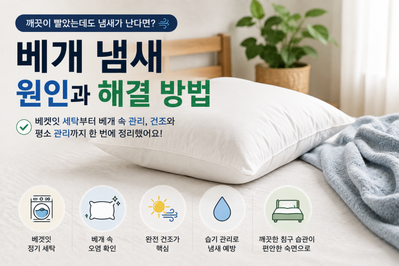 베개 냄새 제거, 베갯잇 빨아도 냄새난다면 베개 속을 확인해보세요