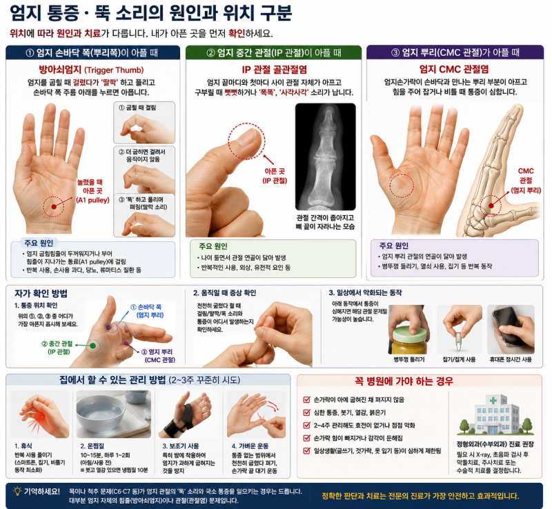 엄지 통증의 원인과 치료 방