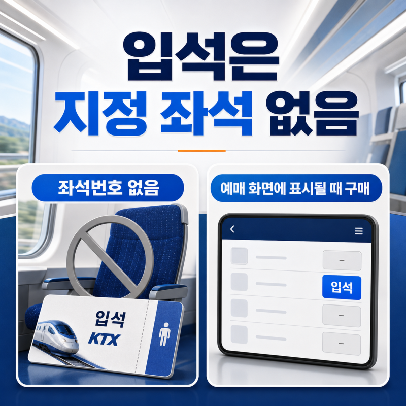 KTX 입석과 자유석 차이, 좌석 지정과 운임은 어떻게 다를까?
