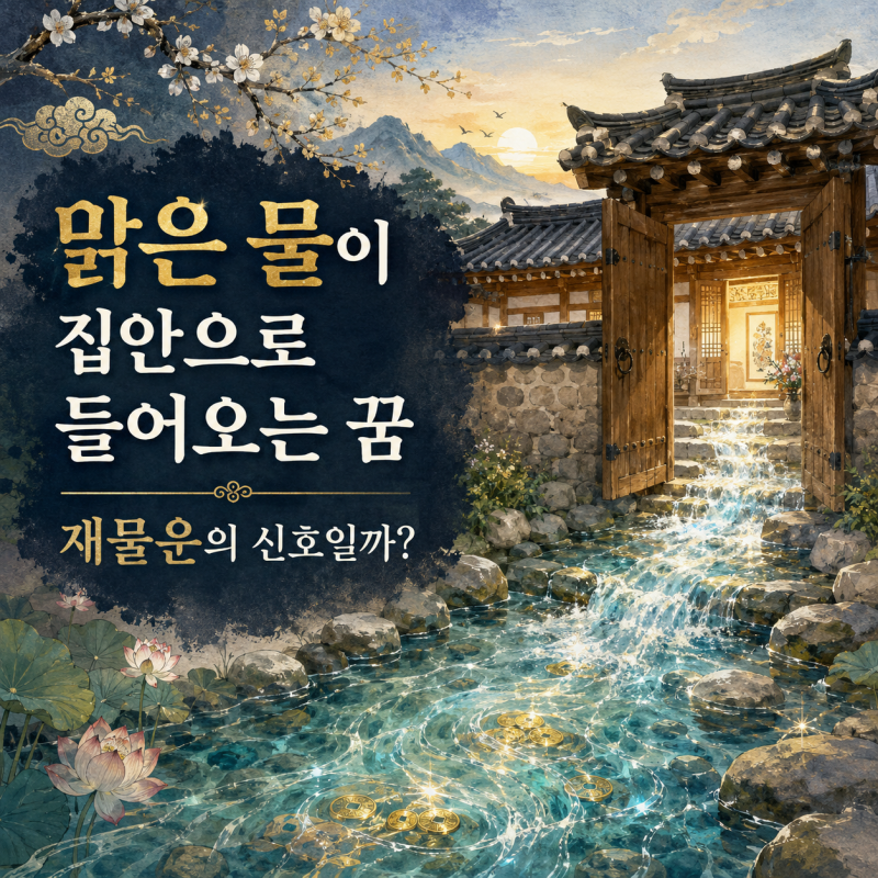 맑은 물이 집안으로 들이치는 꿈, 재물운의 신호일까?