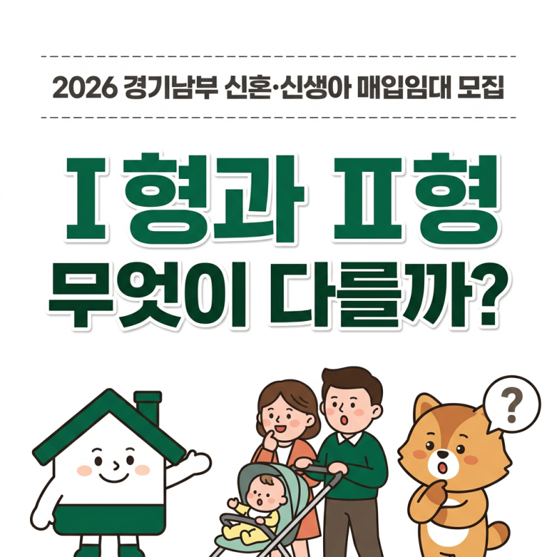 2026 경기남부 신혼·신생아 매입임대 모집, Ⅰ형과 Ⅱ형 무엇이 다를까?