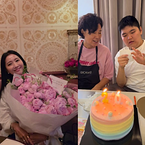 "민이를 손자처럼" 오윤아 재혼 후 아들 20살 생일, 시부모와 함께