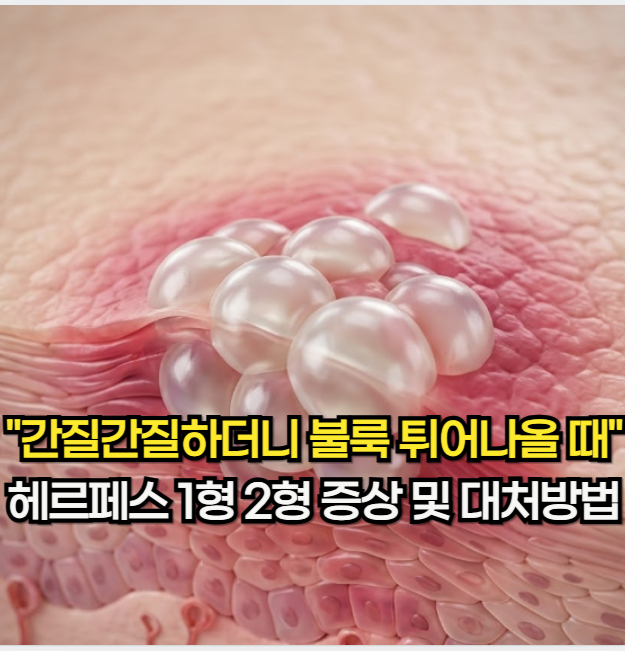 "간질간질하더니 불룩 튀어나올 때" 헤르페스 1형 2형 증상 및 전염성 (+ 대처법)