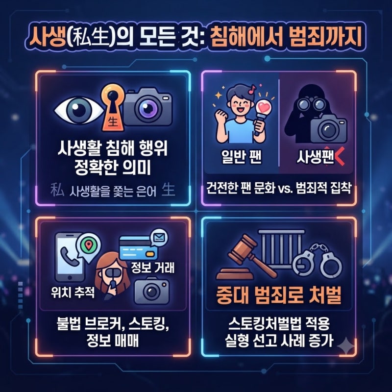 사생 뜻과 사생팬의 모든 것: 의미부터 법적 처벌까지 완벽 가이드