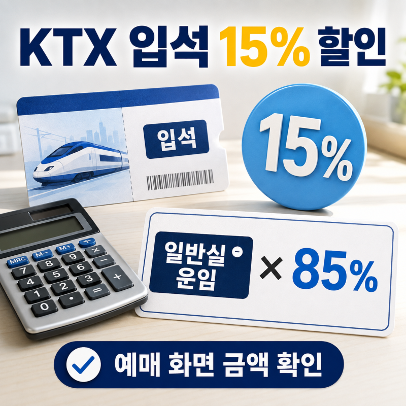 KTX 입석 가격은 얼마일까? 일반실 운임에서 할인되는 금액