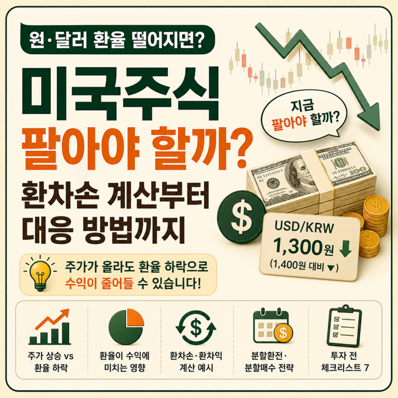 원·달러 환율 떨어지면 미국주식 팔아야 할까? 환차손 계산부터 대응 방법까지